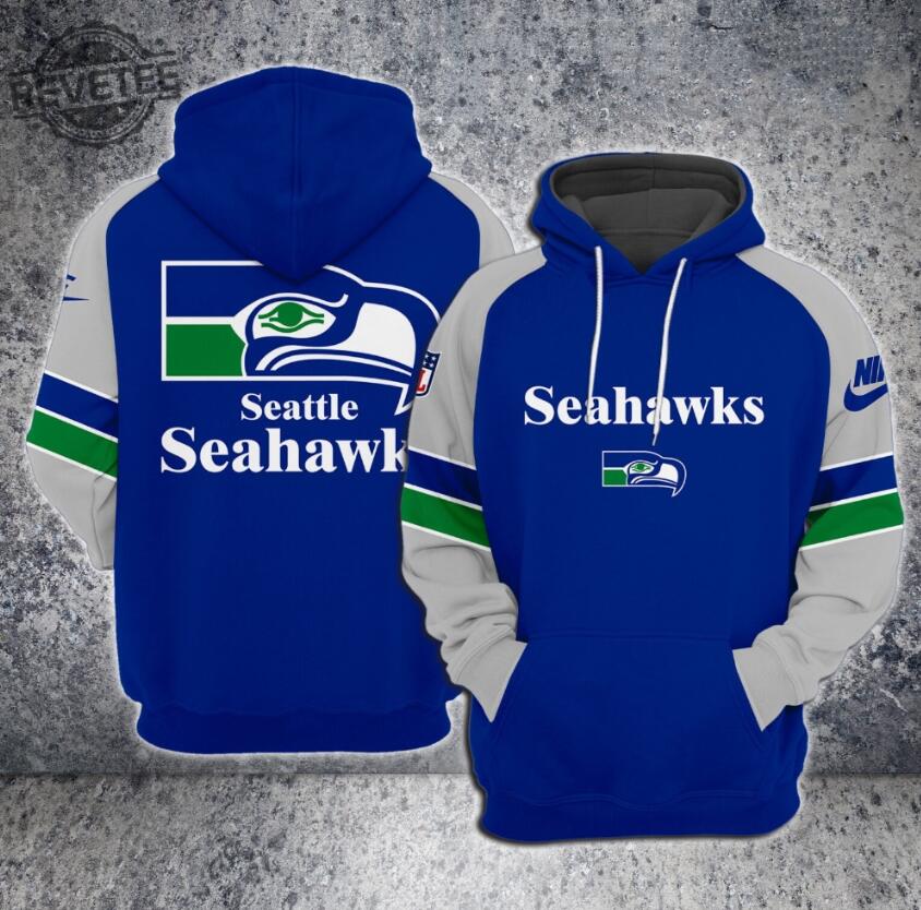 Men's Seattle Seahawks Royal Team Big Logo Sideline Alternate Club Pullover Hoodie